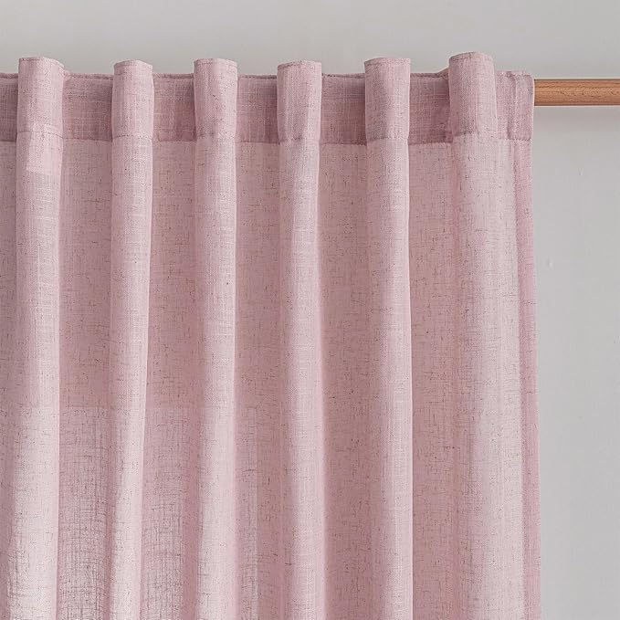MYSKY HOME Pink Curtains for Girls Bedroom Living Room Semi Sheer Light - Image 2