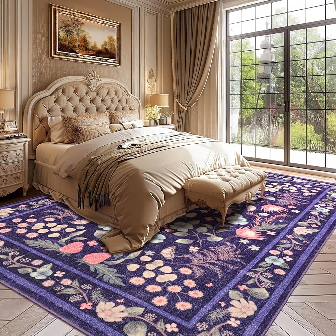 Area Rugs for Living Room, 6x9 Washable Vintage Rug for Bedroom, Non-Slip - Image 5