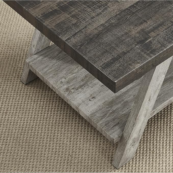 Roundhill Furniture Athens Contemporary Two-Tone Wood Shelf Side Table - Image 4