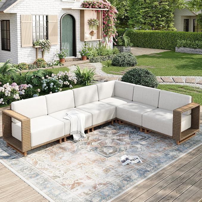 MIXPATIO 6 Pieces Patio Furniture Set, Outdoor Sectional Conversation Sets by MIXPATIO