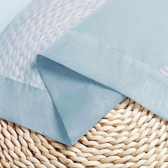 Chyhomenyc Sheer Sky Blue Tier Curtains 24 Inch Length, Small Window Curtains - Image 9