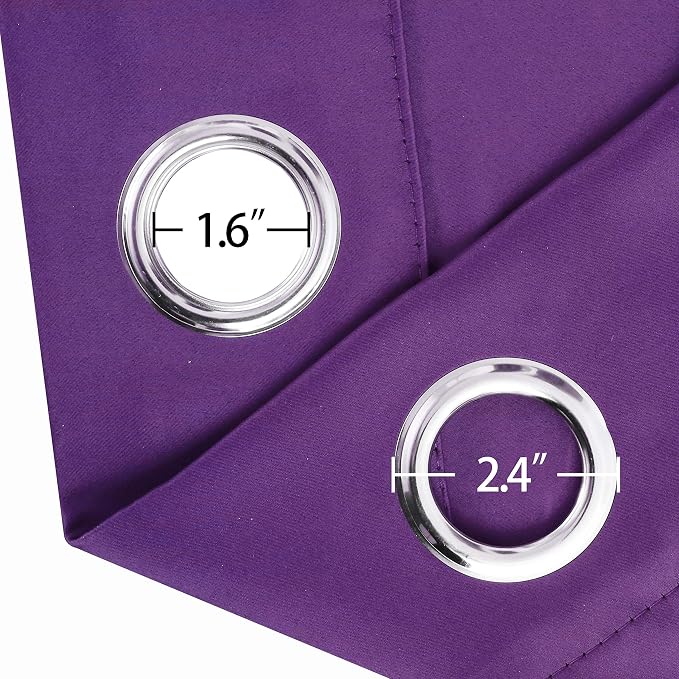 LEMOMO Purple Blackout Curtains 40 x 63 Inch Length/Set of 2 Curtain - Image 7