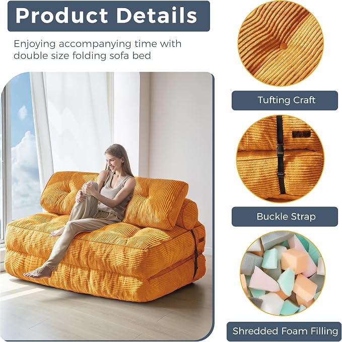 MAXYOYO Folding Sofa Bed, Convertible Sleeper Chair - Image 5