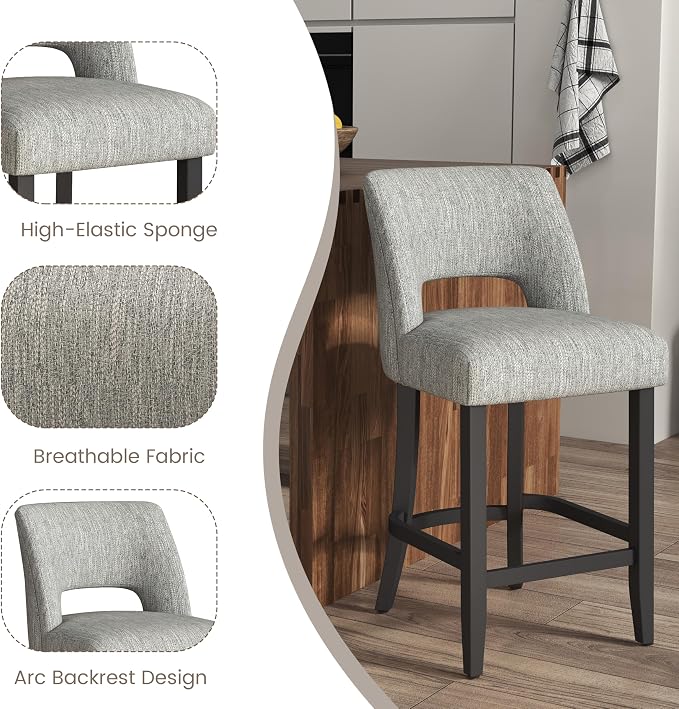 VKNOW Bar Stools Set of 2, Modern Counter Stools - Image 9