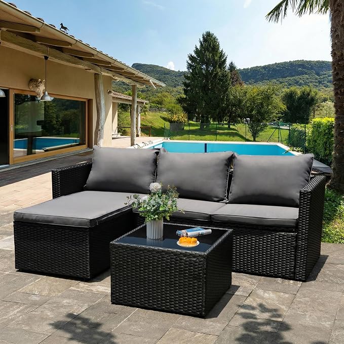 Shintenchi 4 Pieces Patio Furniture Sets, Outdoor Sofa Patio Sectional Sets All - Image 8