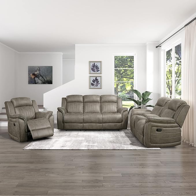 Lexicon Recliner Living Room Set, Home Theater Seating, Manual Polished by Lexicon