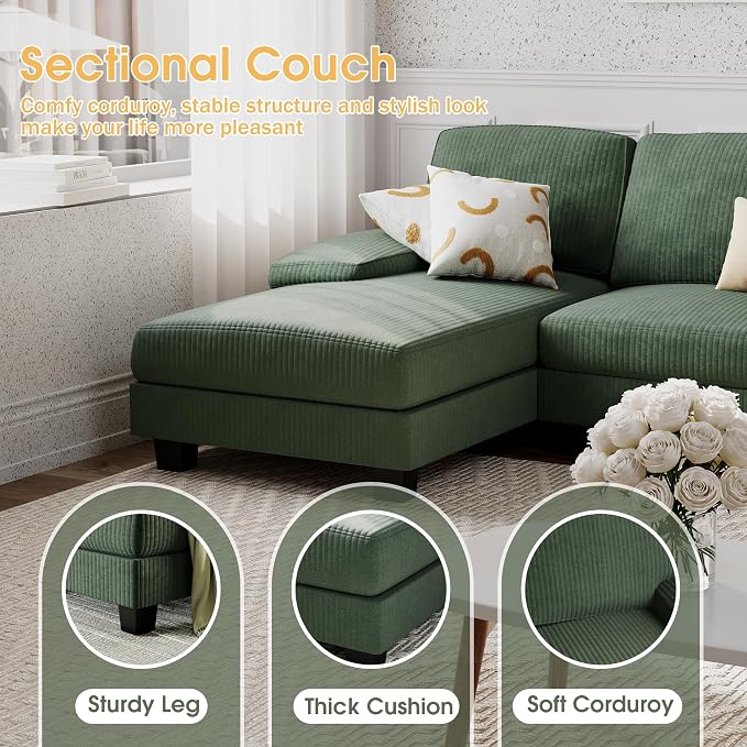 Furniwell Convertible Sectional Sofa Couch, 4 Seat Sofa Set - Image 4