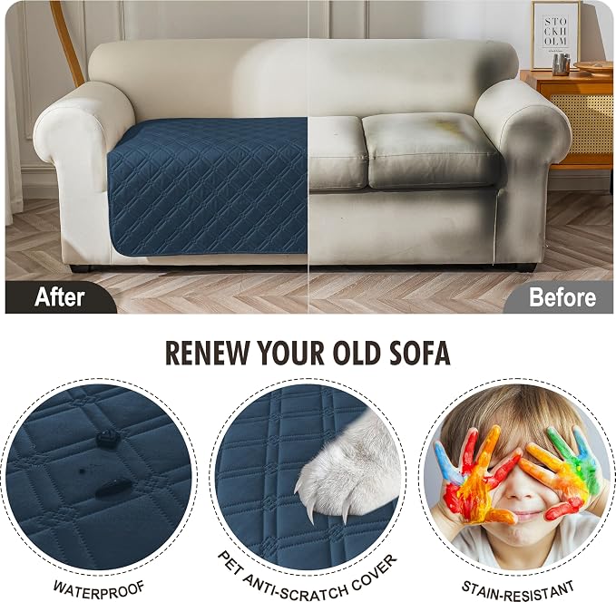 Genina Waterproof Couch Cover, Washable Anti-Slip 67 inch Sofa Covers - Image 4