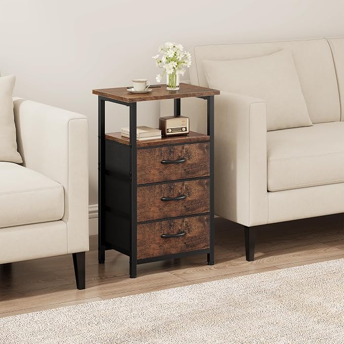 Vagusicc Nightstand with Charging Station, Bedside Table with USB Ports and - Image 4