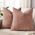 decorUhome Summer Pink Chenille Throw Pillow Covers 16x16 Set of 2 Textured by decorUhome