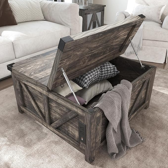 jimeimen Farmhouse Lift Top Coffee Table - Image 6
