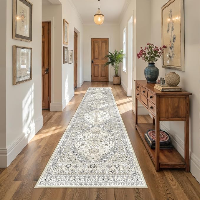 Carpet Runners for Hallway 12ft, Non-Slip Long Bathroom Rugs Runner for Kitchen by Restydon