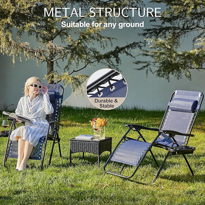 Sweetcrispy Zero Gravity Chairs Set of 2, Outdoor Folding Reclining Lounge Chair - Image 5