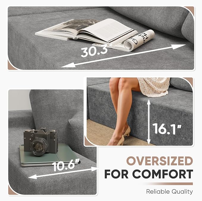 Homall 108" Modular Sectional Sofa, Boneless Couch - Image 8