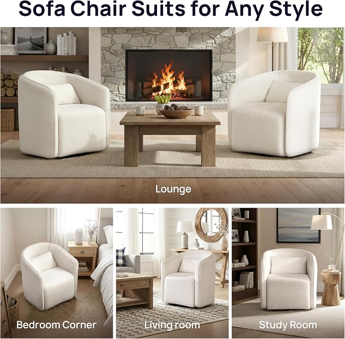 Oversized Boucle Swivel Accent Chair - Image 8