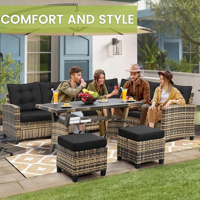 KROFEM 6-Piece Patio Furniture Set, Outdoor Sectional Sofa - Image 6