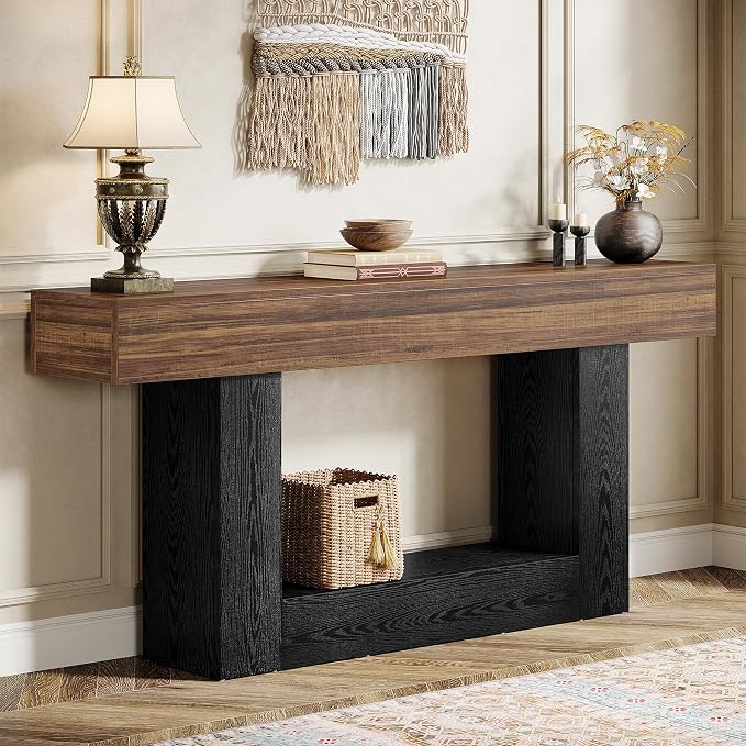 Tribesigns 63" Console Table, Farmhouse 2-Tier Entryway Table by Tribesigns