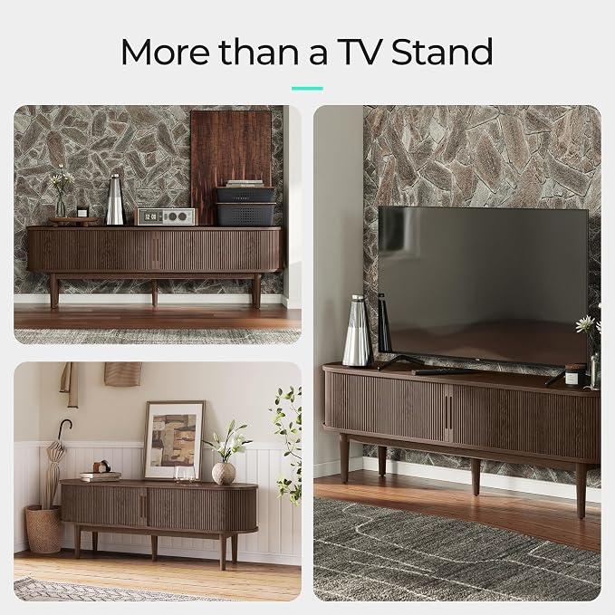 LINSY HOME 58" Fluted TV Stand for TVs up to 65 Inch, Mid Century Modern - Image 4