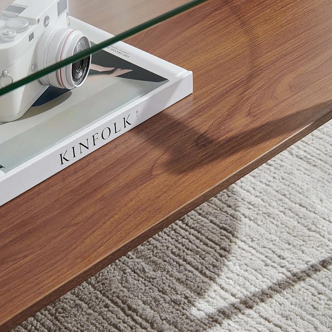LumFurn X-Large Oval Glass Coffee Table, Mid-Century Modern Design, L47 x W24 x - Image 7