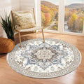 OPPODREAM Soft Round Rug 4ft, Neutral Washable Circle Rug 4ft by OPPODREAM
