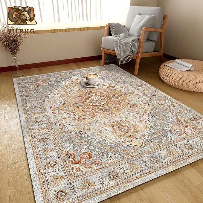 Washable Area Rug 3' x 5 ' Vintage Traditional Persian Mat - Image 4