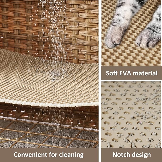Cat Litter Box Enclosure with Soft Litter Mat; Hidden Cat Washroom Furniture - Image 4