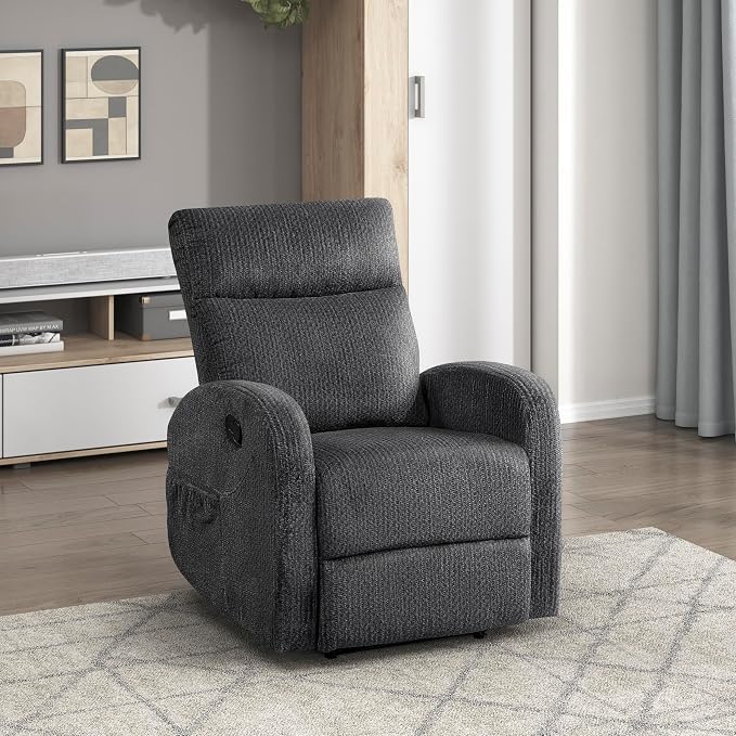 Lexicon Manual Recliner Chair, Textured Microfiber Reclining Chair, Wall Hugger - Image 8