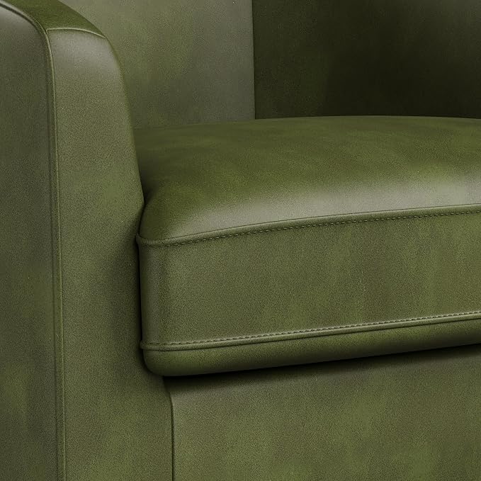 Swivel Barrel Accent Chair, Round Faux Leather Living Room Arm Chairs, Modern - Image 8