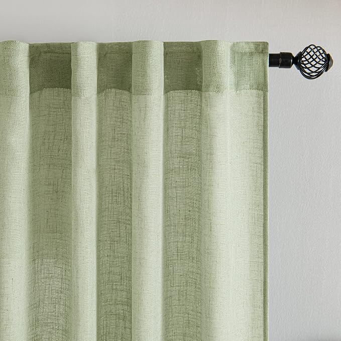 MIULEE Sage Green Kitchen Curtains 30 Inch Length 2 Panels, Soft Thick Linen - Image 4