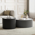 SSLine Round Drum Coffee Table Set of 2 Modern Sintered Stone Top Nesting by SSLine