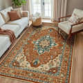 RELEANY Area Rugs 5'x8' Washable Non-Slip, Floral Vintage Distress Print by RELEANY