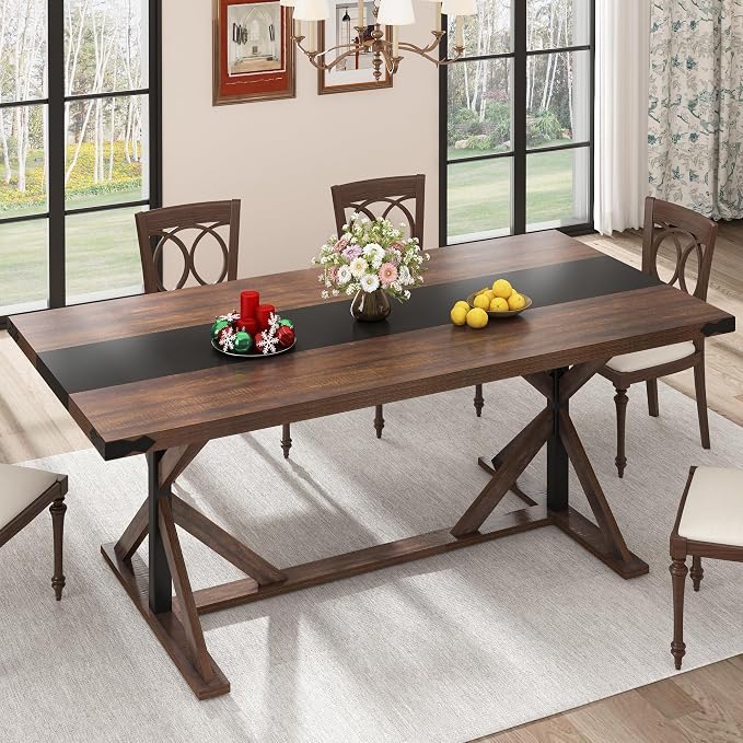 Hlivelood 71 Inch Dining Table for 6 People, Rectangular Kitchen Farmhouse by Hlivelood