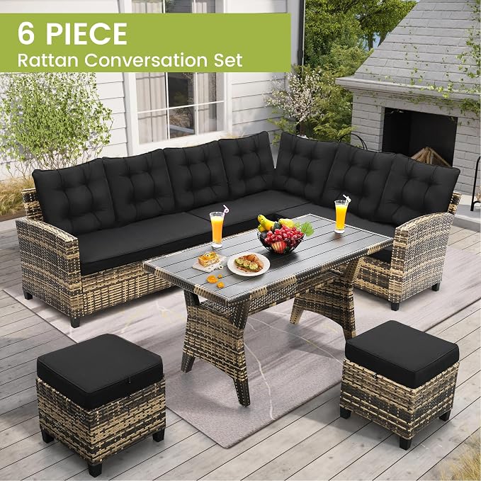 KROFEM 6-Piece Patio Furniture Set, Outdoor Sectional Sofa - Image 5