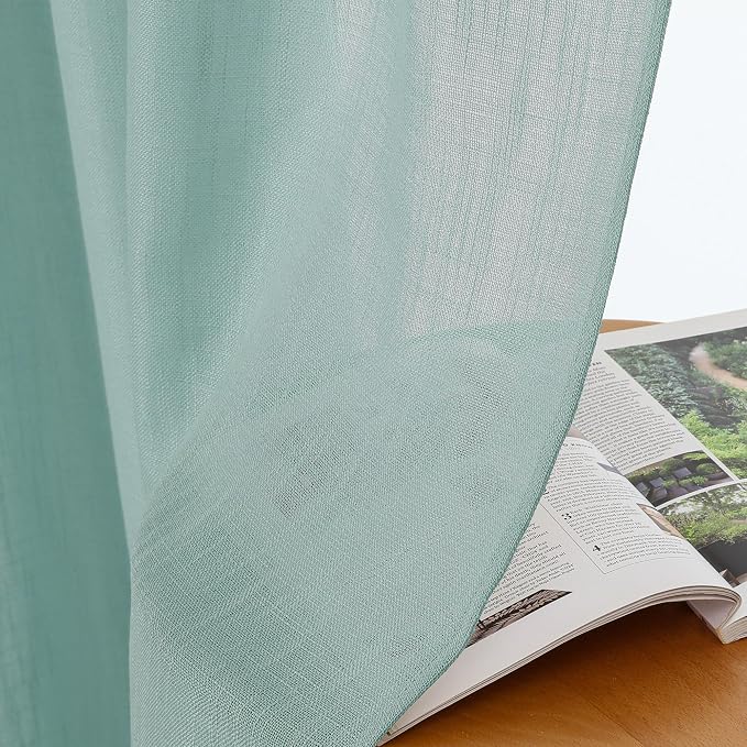 Chyhomenyc Extra Long Aqua Green Semi Sheer Curtains 120 Inches Long 2 Panels - Image 6