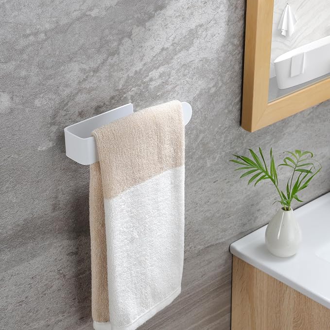 Taozun White Towel Rack, Self Adhesive Hand Towel Holder Towel Ring, Stainless - Image 3