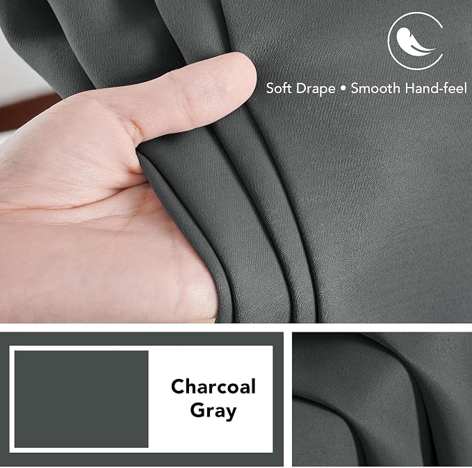 Deconovo Blackout Curtains, Thermal Insulated, W70 x L84 2 Panels, Back Tab - Image 7