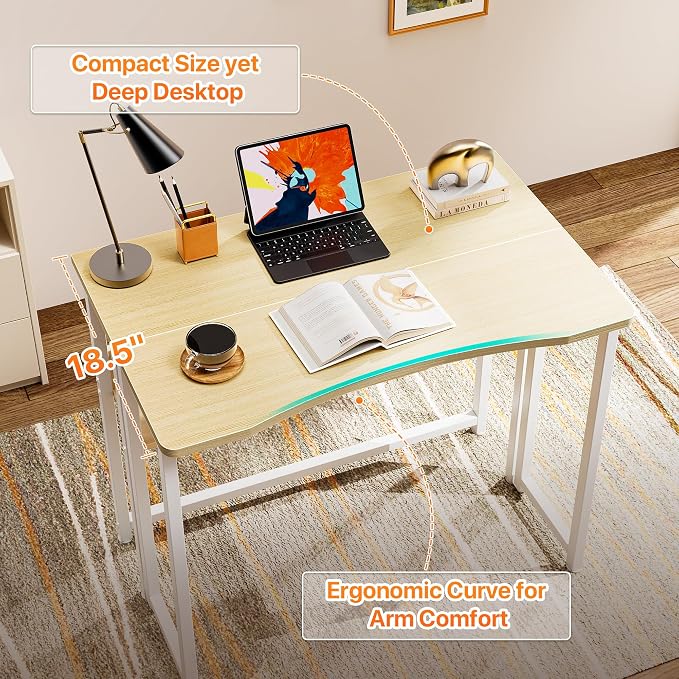 Huuger Folding Desk with Storage Shelf, 31.5 Inch Foldable Computer Table - Image 5