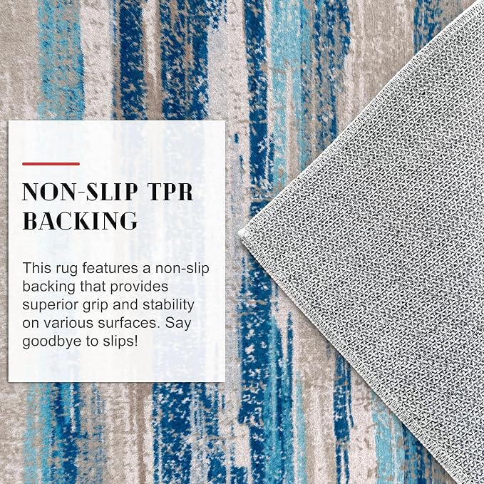 Lansny Modern Abstract 8x10 Large Machine Washable Living Room Rug Non-Slip - Image 7