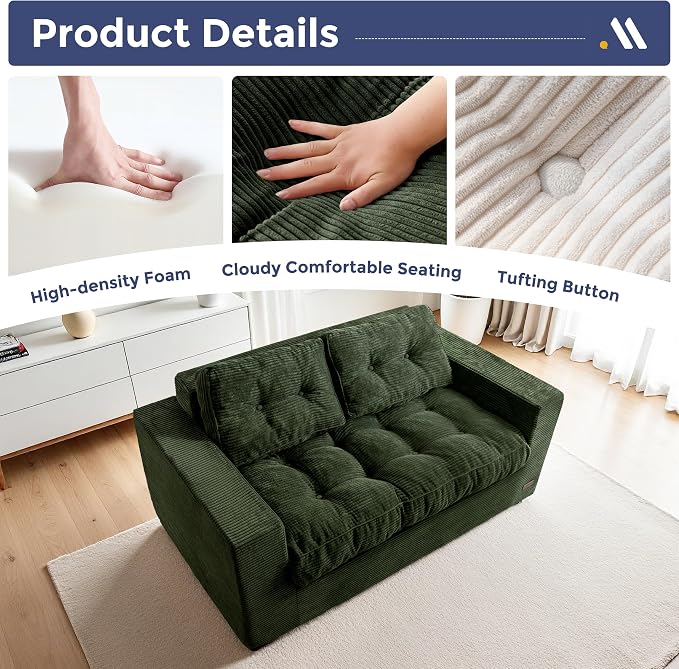 MAXYOYO Loveseat Sofa Couch, Upholstered Bean Bag Chair Cloud 2-Seat - Image 4