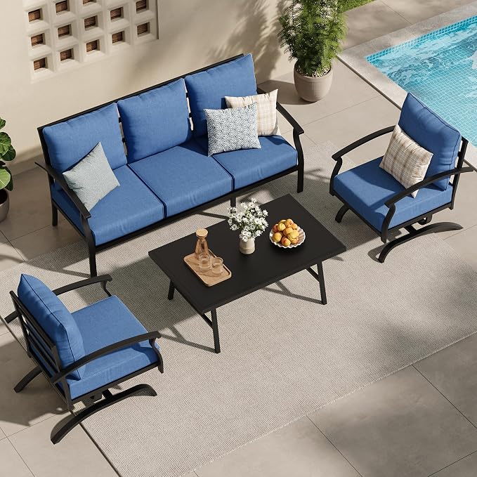 ALAULM 4 Piece Patio Furniture Set, Outdoor Metal Patio Furniture - Image 8