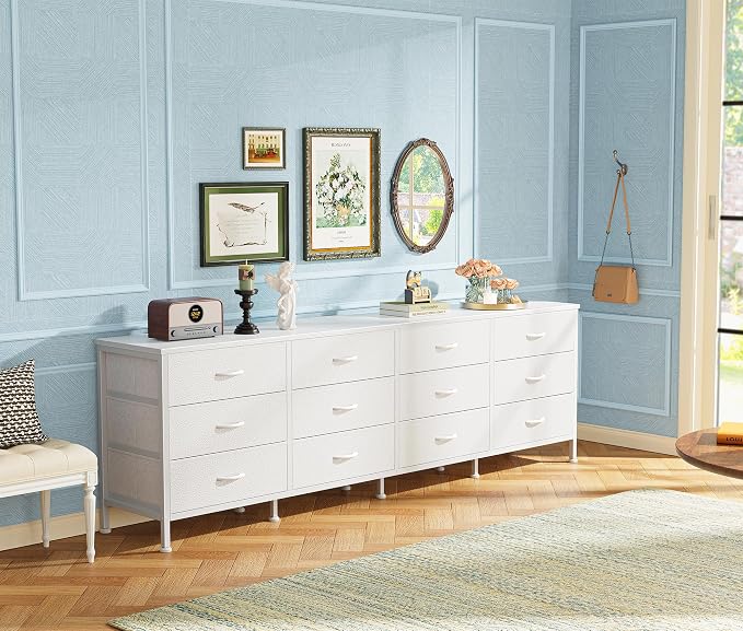 Huuger 70 Inch Dresser for Bedroom, TV Stand for 65, 80 Inch TV, 12 Fabric - Image 7