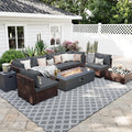 UPHA 9 Pieces Patio Furniture Sets, Wicker Outdoor Sectional Sofa Couch by UPHA