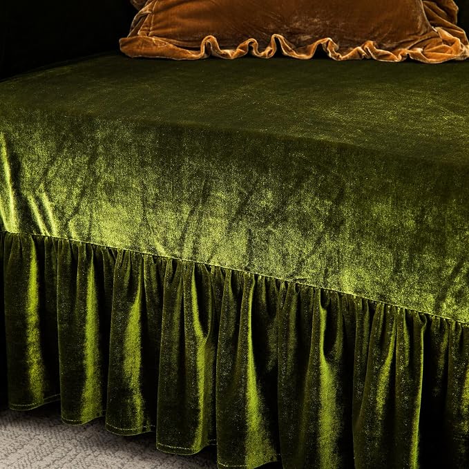 Polyester Sofa Cover Soft Decorative Luxurious Solid Exquisite Ruffle Trim - Image 5