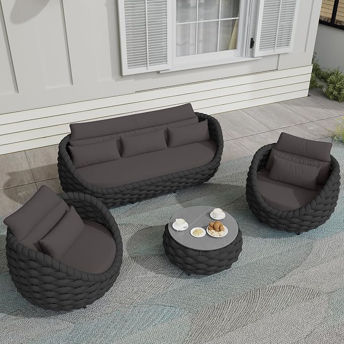 TWT 6-Piece Patio Furniture Set, Modern Outdoor Conversation Set Aluminum - Image 9