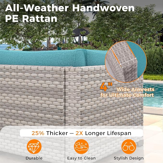 12-Seat Modular Patio Furniture Set – Outdoor Wicker Sectional Sofa - Image 4