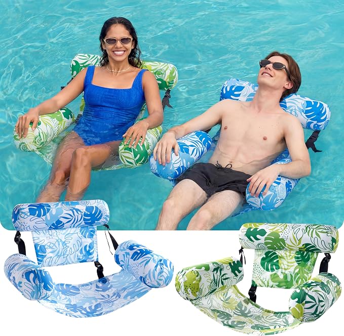 SLOOSH Inflatable Pool Floats Adult, 2 Packs Floating Lounge Chairs, Blow up - Image 2