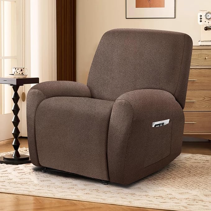 ANARACHON Leather Look Recliner Chair Covers, 4-Pieces Stretch Recliner Cover - Image 2