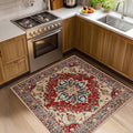RELEANY Area Rugs Square 4ft Washable Non-Slip, Floral Vintage Distress Print by RELEANY