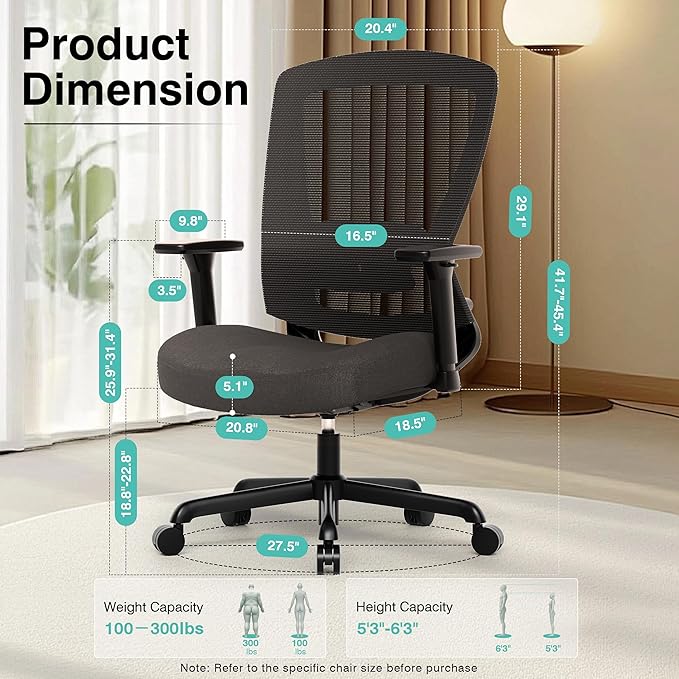 ELABEST Mesh Office Chair, Ergonomic Computer Desk Chair, Sturdy Task Chair- - Image 6