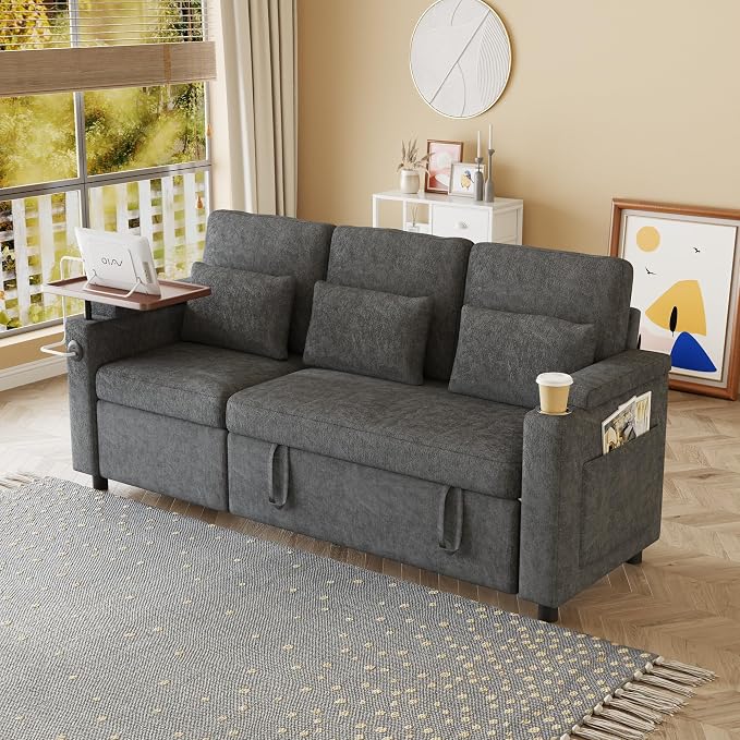 Sectional Sleeper Sofa with Pull Out Couch and Reclining Chair, Modern 3-in-1 - Image 2